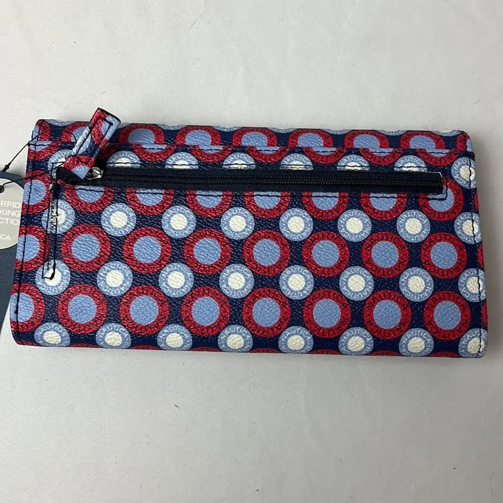 Nautica Deep Sea Dive Money Manager Wallet Red Blue 7.5”x3.5”